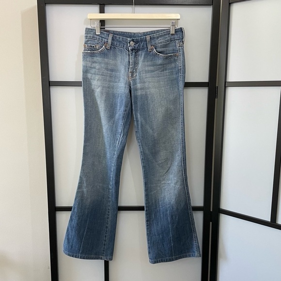 [28] 7 Of All Mankind Ombre Wide Leg Flare Denim Blue Jean Women’s #115561 - Picture 2 of 13